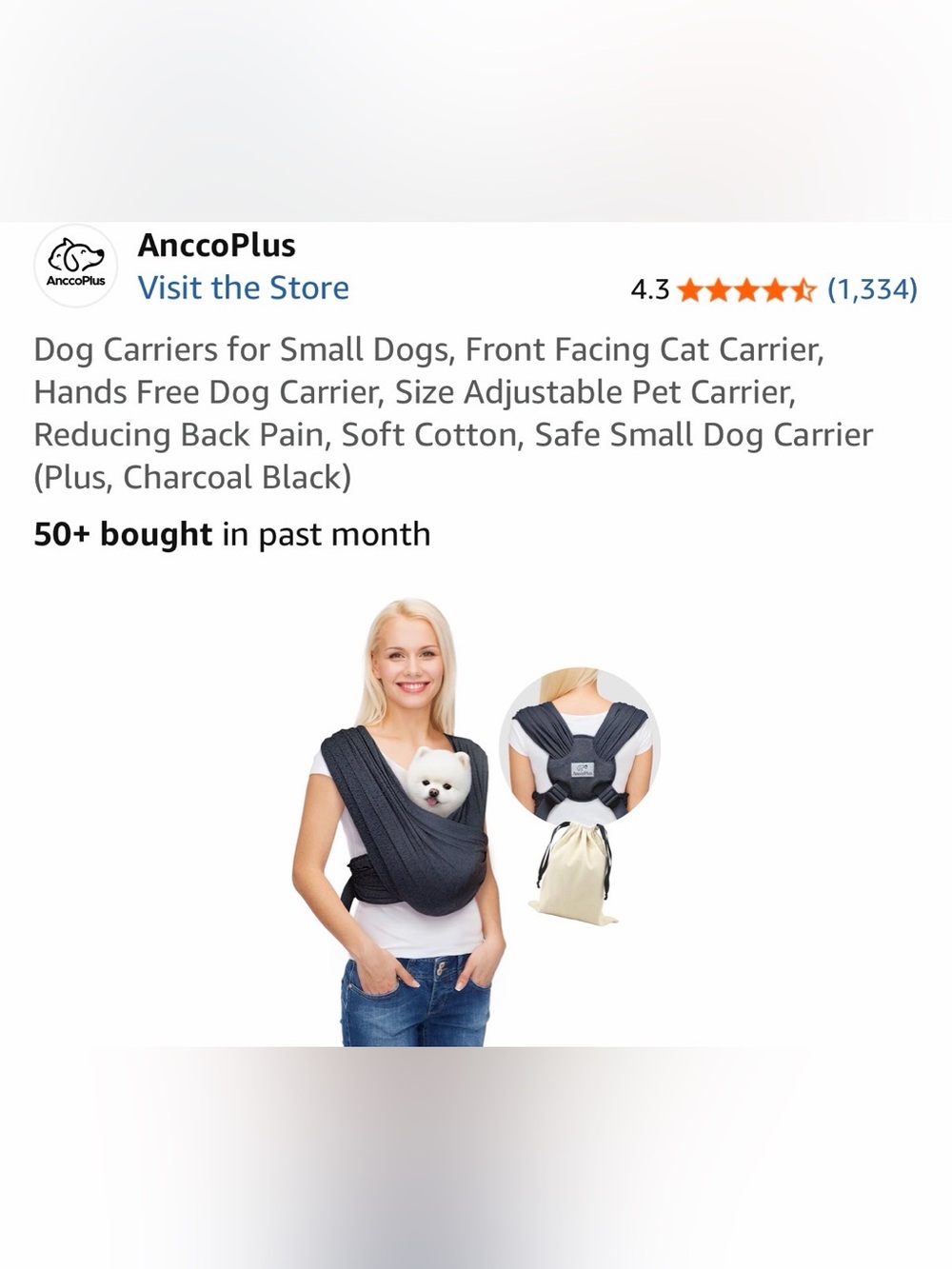 AnccoPlus Hands Free Dog Carrier Wrap